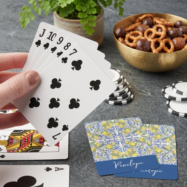Jeu De Cartes Vintage Italian Lemon Ceramic Pattern (Vintage Italian Lemon Ceramic Pattern Poker Cards)