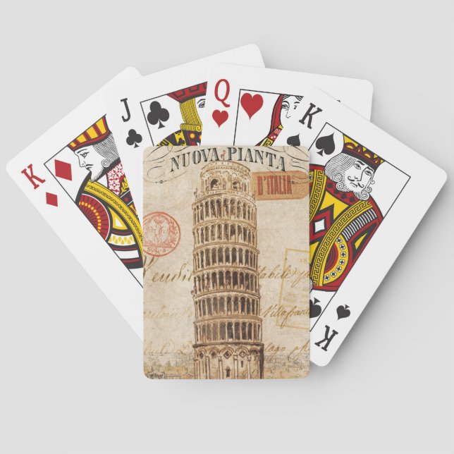 Jeu De Cartes Vintage Leaning Tower of Pisa (dos)