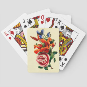 Jeu De Cartes Vintage Lily Rose Vélo d'aquarelle florale