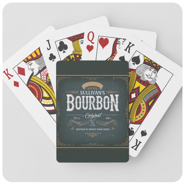 Jeu De Cartes Vintage Look AJOUTER NOM American Bourbon Whiskey  (Créateur téléchargé)