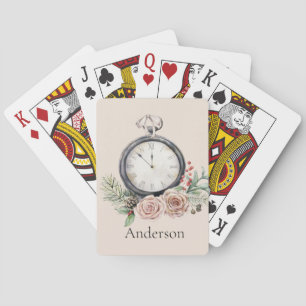 Jeu De Cartes Vintage Look Pocket Watch Hiver Floral
