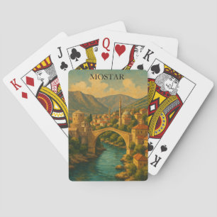Jeu De Cartes Vintage Mostar Bridge Bosnie Voyage