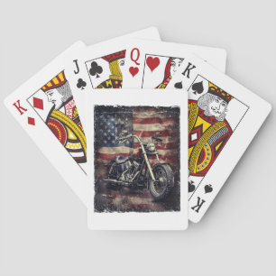 Jeu De Cartes Vintage Motorcycle USA Drapeau Retro Biker América