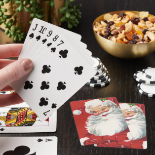 Jeu De Cartes Vintage Noël Père Noël, Jolly et Winking