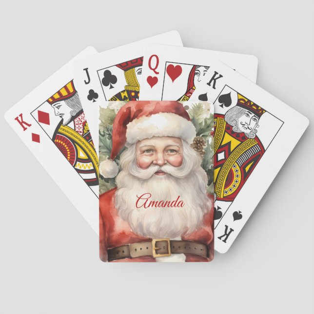 Jeu De Cartes Vintage Noël Père Noël Souriant (dos)