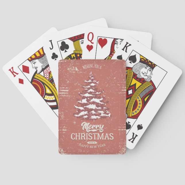 Jeu De Cartes Vintage Noël Pine Arbre à Neige Jouer Cartes (dos)