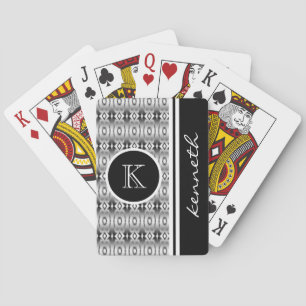 Jeu De Cartes Vintage noir Monogramme Nom initial Personnalisé