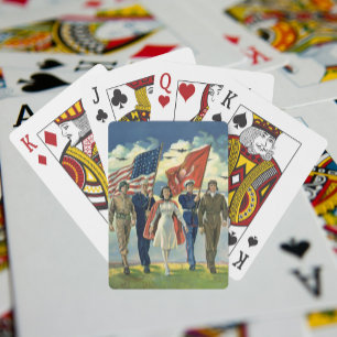 Jeu De Cartes Vintage Patriotique, Fiers Héros du personnel mili