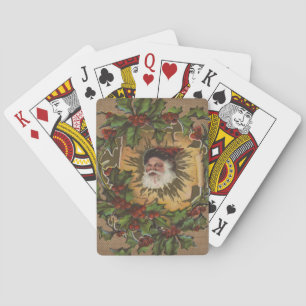 Jeu De Cartes Vintage Père Noël Antique Holly Christmas