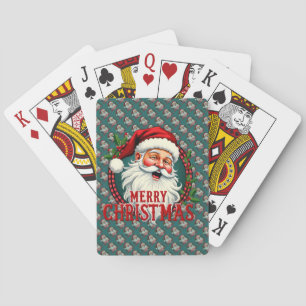 Jeu De Cartes Vintage Père Noël Joyeux Motif d'illustration de N