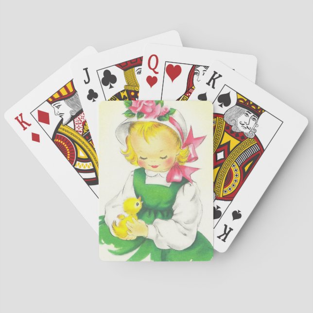 Jeu De Cartes Vintage petite fille Retro mignonne (dos)
