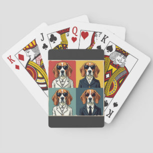 Jeu De Cartes Vintage Rerto Beagle Chien les années 70 Style Lun