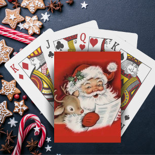Jeu De Cartes Vintage rétro Jolly Père Noël avec Rudolf Noël