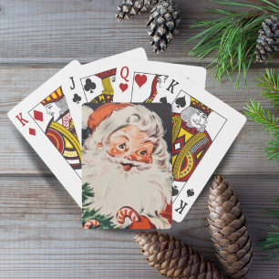 Jeu De Cartes Vintage Retro Père Noël avec Sucre de canne Noël