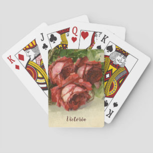 Jeu De Cartes Vintage Saint Valentin Amour, Crimson Red Roses