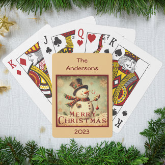 Jeu De Cartes Vintage Snowman - Joyeux Noël customisé