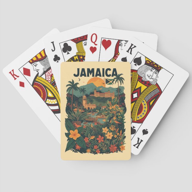 Jeu De Cartes Vintage Style Jamaica Travel Illustration (dos)
