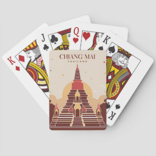 Jeu De Cartes Vintage Travel Chiang Mai Thaïlande Vector Graphis