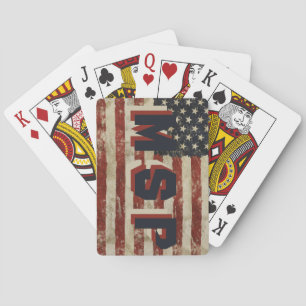 Jeu De Cartes Vintage USA Drapeau Monogramme Étoiles Rayures Pat