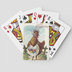 Jeu De Cartes Vintage Vélo Pâques Rose Jouer aux cartes