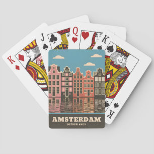 Jeu De Cartes Vintage voyage Amsterdam Pays-Bas Canal Maisons