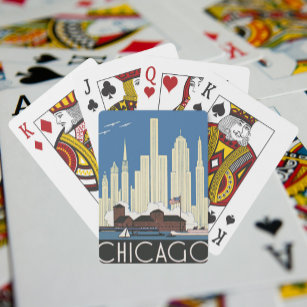 Jeu De Cartes Vintage voyage Chicago a tout City Skyline