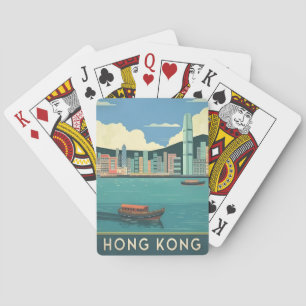 Jeu De Cartes Vintage voyage Hong Kong Chine Rétro Cityscape