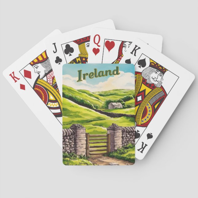 Jeu De Cartes Vintage voyage Irlande Campagne Rétro Pittoresque (dos)