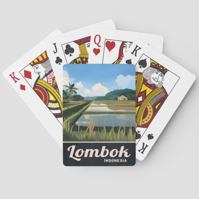 Jeu De Cartes Vintage voyage Lombok Indonésie Paysage (dos)
