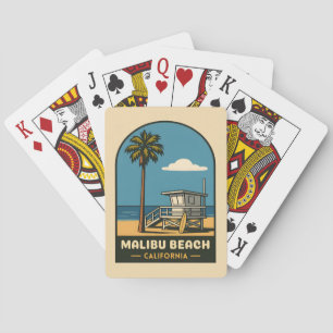 Jeu De Cartes Vintage voyage Malibu Beach California Coast Retro