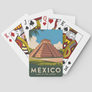 Jeu De Cartes Vintage voyage Mexique Aztec Pyramide Retro Graphi