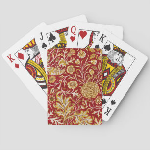 Jeu De Cartes Vintage William Morris Cherwell Rouge Floral Art