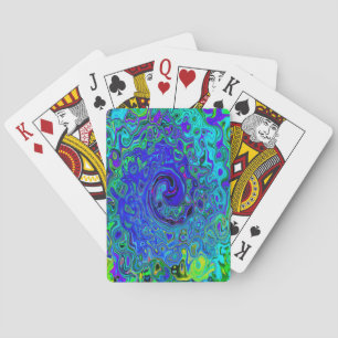 Jeu De Cartes Violet Bleu Abstrait Rétro Tourbillon Liquide Psyc