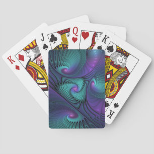 Jeu De Cartes Violet Rencontre Turquoise Moderne Art Fractal Abs