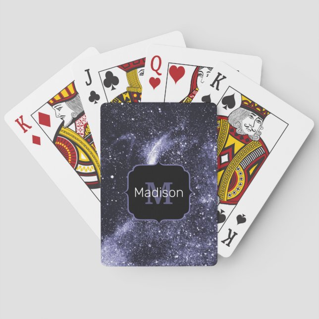 Jeu De Cartes Violet violet peri noir galaxie abstraite Monogram (dos)