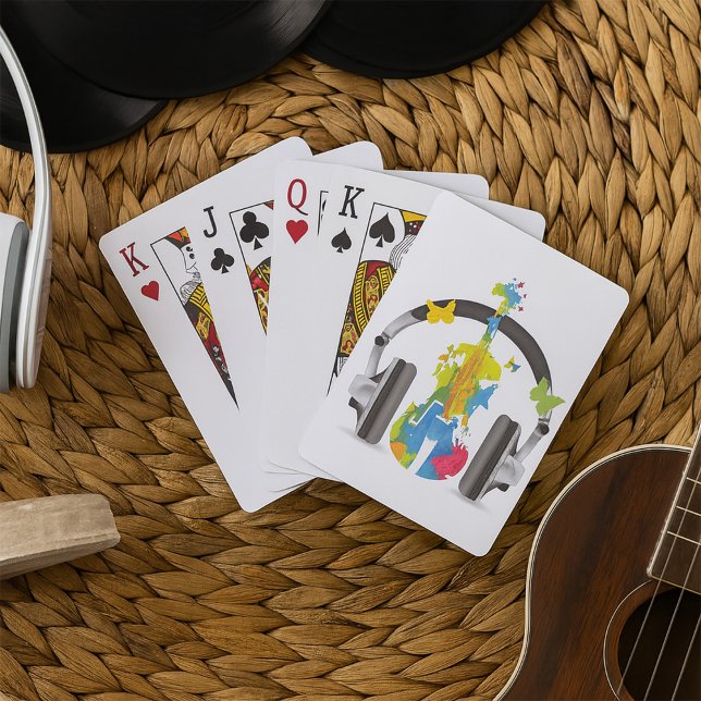Jeu De Cartes Violon Abstrait avec casque et musique (Créateur téléchargé)