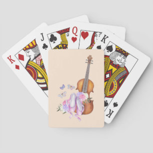 Jeu De Cartes Violon, Chaussures de Ballet, Fleurs et Papillons