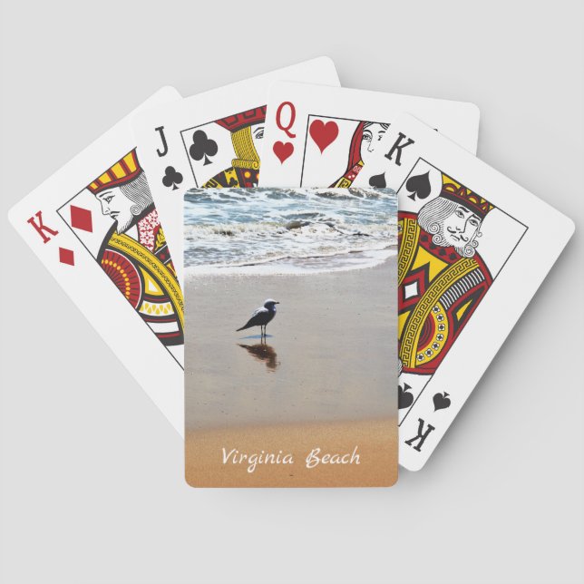 Jeu De Cartes Virginia Beach ~ Mouette, sable et océan (dos)