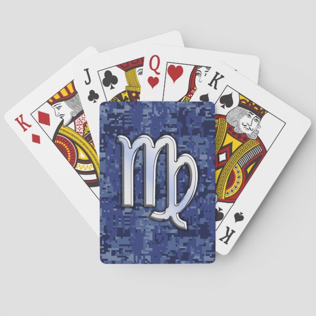 Jeu De Cartes Virgo Zodiac Connexion Camouflage numérique bleu (dos)