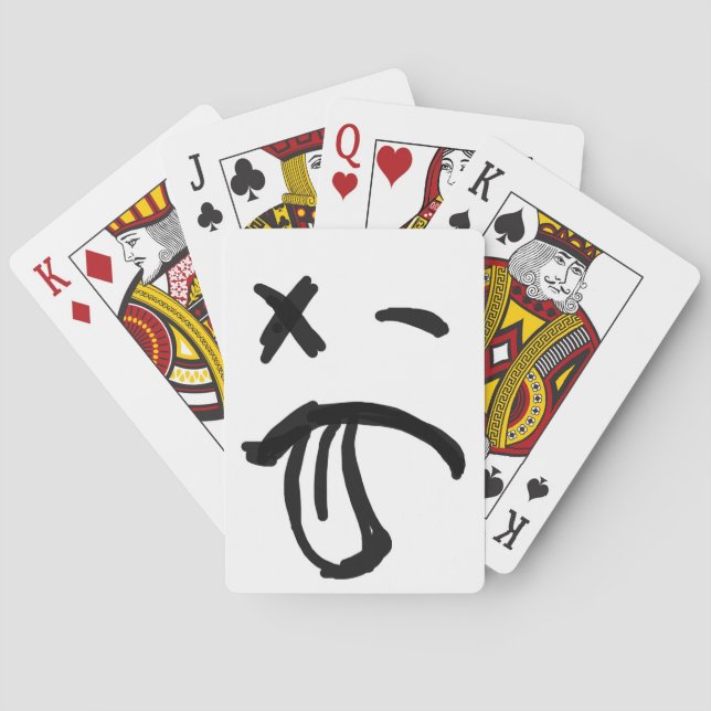 Jeu De Cartes Visage avec oeil noir et langue s'écartant (dos)