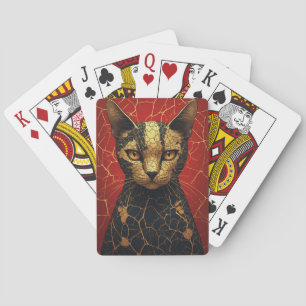 Jeu De Cartes Visage de Chat Mystique avec Lignes de Fracture Do