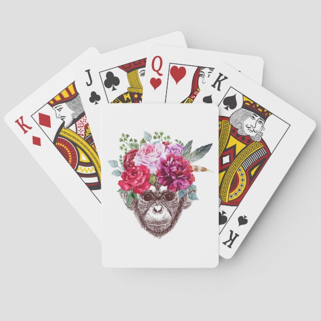 Jeu De Cartes Visage du singe de fleurs (dos)
