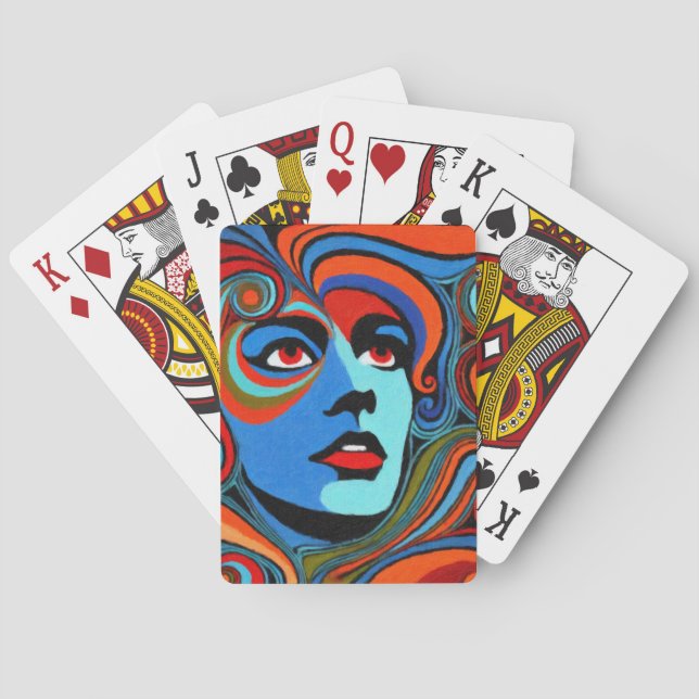 Jeu De Cartes Visage psychédélique d'une femme (dos)