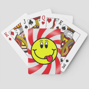 Jeu De Cartes Visage souriant Emoji Red Spiral Jouer Cartes
