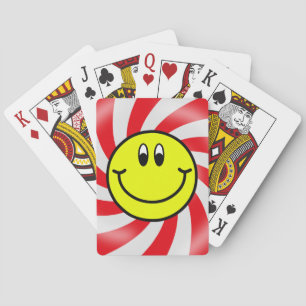 Jeu De Cartes Visage souriant Emoji Red Spiral Jouer Cartes