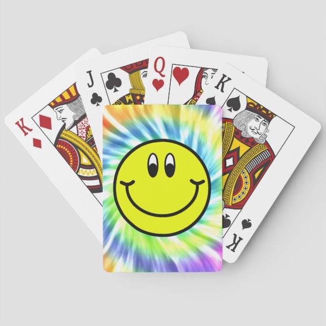Jeu De Cartes Visage souriant Emoji Tie Dye Design Jouer Cartes (dos)