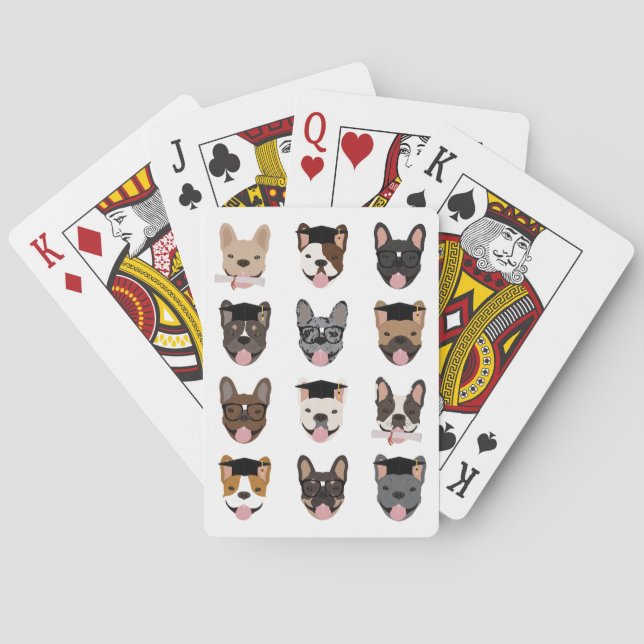 Jeu De Cartes Visages de Bouledogue Français diplômé (dos)