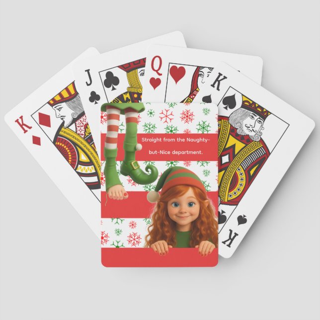 Jeu De Cartes Visages et jambes d'elfes drôles | Méfaits du pôle (dos)