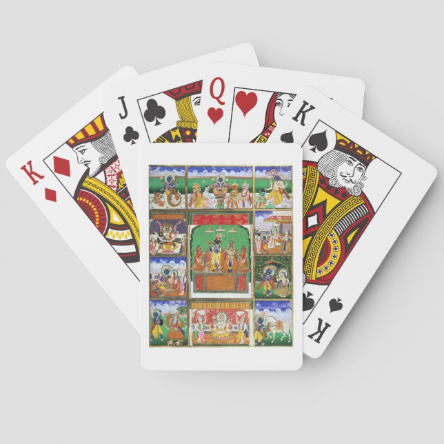 Jeu De Cartes Vishnu au centre de ses dix avatars, Jaipur, R (dos)
