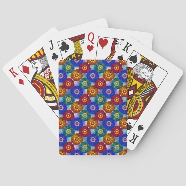 Jeu De Cartes Vitrail Abstrait Rouge Vert Bleu Orange (dos)